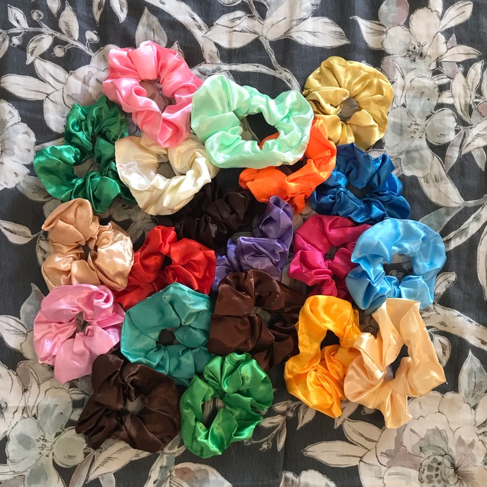 Assorted colored hair scrunchies